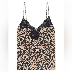 Fleur Du Mal James lace-trimmed tiger-print silk-blend charmeuse camisole